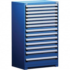 Rousseau Metal - 14 Drawer Avalanche Blue Steel Modular Storage Cabinet - Exact Industrial Supply