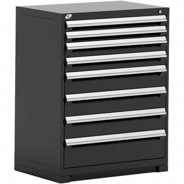 Rousseau Metal - 8 Drawer Black Steel Modular Storage Cabinet - Exact Industrial Supply
