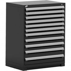 Rousseau Metal - 11 Drawer Black Steel Modular Storage Cabinet - Exact Industrial Supply