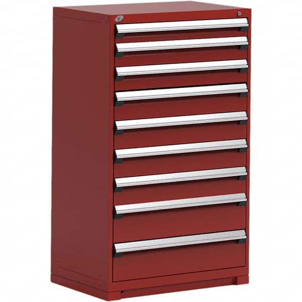 Rousseau Metal - 9 Drawer Flame Red Steel Modular Storage Cabinet - Exact Industrial Supply