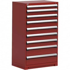 Rousseau Metal - 9 Drawer Flame Red Steel Modular Storage Cabinet - Exact Industrial Supply