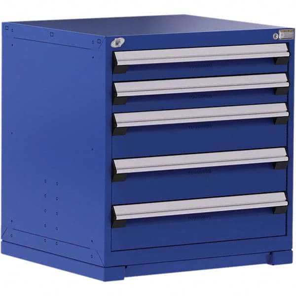 Rousseau Metal - 5 Drawer Avalanche Blue Steel Modular Storage Cabinet - Exact Industrial Supply