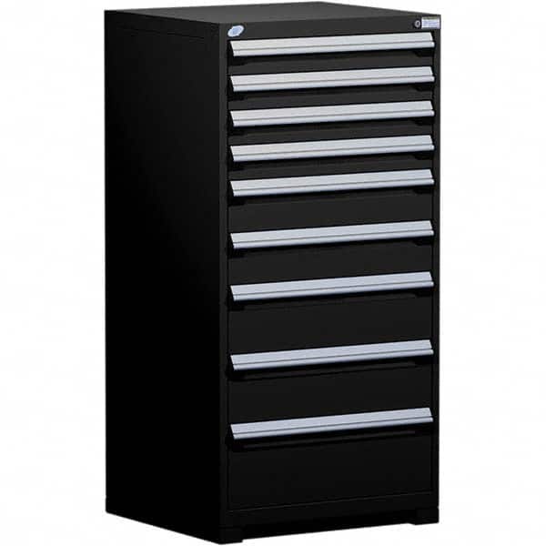 Rousseau Metal - 9 Drawer Black Steel Modular Storage Cabinet - Exact Industrial Supply