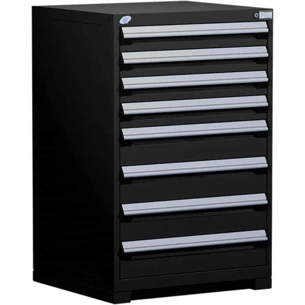 Rousseau Metal - 8 Drawer Black Steel Modular Storage Cabinet - Exact Industrial Supply