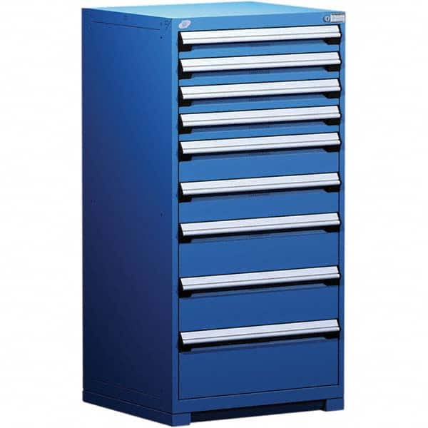 Rousseau Metal - 9 Drawer Avalanche Blue Steel Modular Storage Cabinet - Exact Industrial Supply