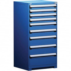 Rousseau Metal - 9 Drawer Avalanche Blue Steel Modular Storage Cabinet - Exact Industrial Supply