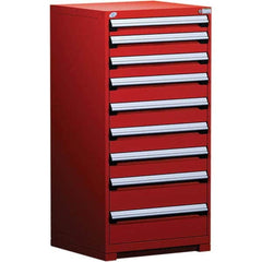 Rousseau Metal - 9 Drawer Flame Red Steel Modular Storage Cabinet - Exact Industrial Supply