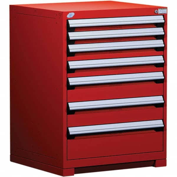 Rousseau Metal - 7 Drawer Flame Red Steel Modular Storage Cabinet - Exact Industrial Supply
