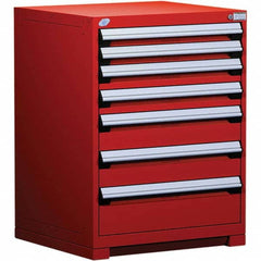 Rousseau Metal - 7 Drawer Flame Red Steel Modular Storage Cabinet - Exact Industrial Supply