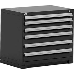 Rousseau Metal - 6 Drawer Black Steel Modular Storage Cabinet - Exact Industrial Supply