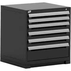 Rousseau Metal - 6 Drawer Black Steel Modular Storage Cabinet - Exact Industrial Supply
