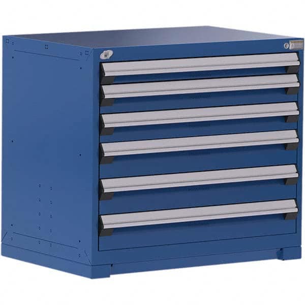 Rousseau Metal - 6 Drawer Avalanche Blue Steel Modular Storage Cabinet - Exact Industrial Supply