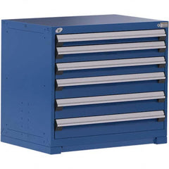 Rousseau Metal - 6 Drawer Avalanche Blue Steel Modular Storage Cabinet - Exact Industrial Supply