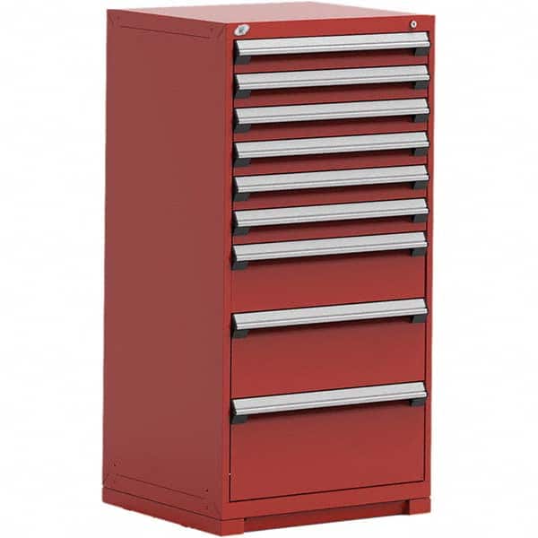 Rousseau Metal - 9 Drawer Flame Red Steel Modular Storage Cabinet - Exact Industrial Supply