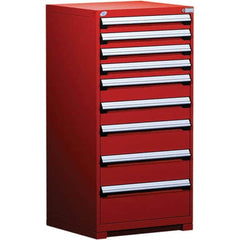 Rousseau Metal - 9 Drawer Flame Red Steel Modular Storage Cabinet - Exact Industrial Supply