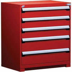 Rousseau Metal - 5 Drawer Flame Red Steel Modular Storage Cabinet - Exact Industrial Supply