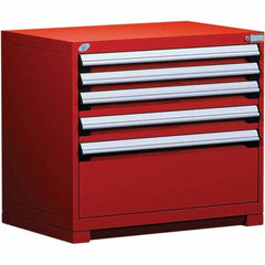 Rousseau Metal - 5 Drawer Flame Red Steel Modular Storage Cabinet - Exact Industrial Supply