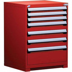 Rousseau Metal - 7 Drawer Flame Red Steel Modular Storage Cabinet - Exact Industrial Supply