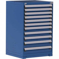 Rousseau Metal - 11 Drawer Avalanche Blue Steel Modular Storage Cabinet - Exact Industrial Supply