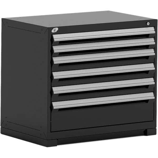 Rousseau Metal - 6 Drawer Black Steel Modular Storage Cabinet - Exact Industrial Supply