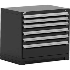 Rousseau Metal - 6 Drawer Black Steel Modular Storage Cabinet - Exact Industrial Supply