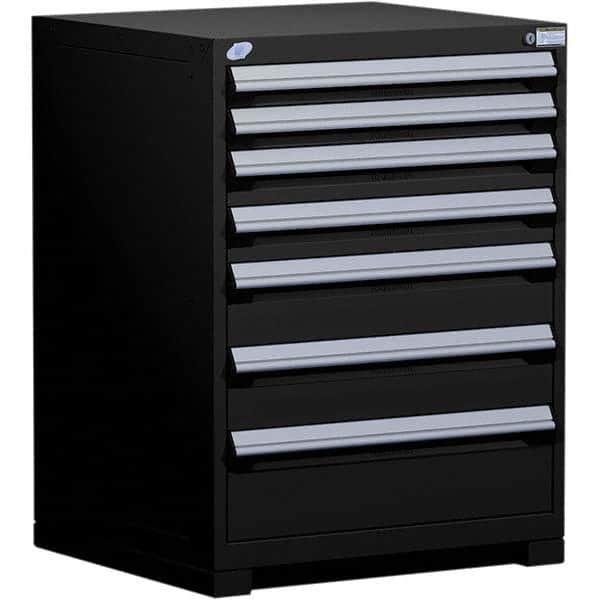 Rousseau Metal - 7 Drawer Black Steel Modular Storage Cabinet - Exact Industrial Supply