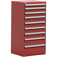Rousseau Metal - 9 Drawer Flame Red Steel Modular Storage Cabinet - Exact Industrial Supply