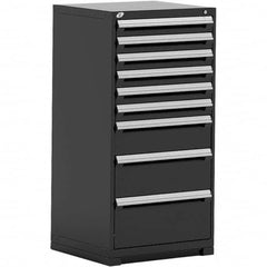 Rousseau Metal - 9 Drawer Black Steel Modular Storage Cabinet - Exact Industrial Supply