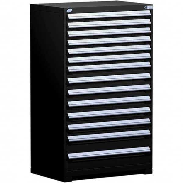 Rousseau Metal - 14 Drawer Black Steel Modular Storage Cabinet - Exact Industrial Supply