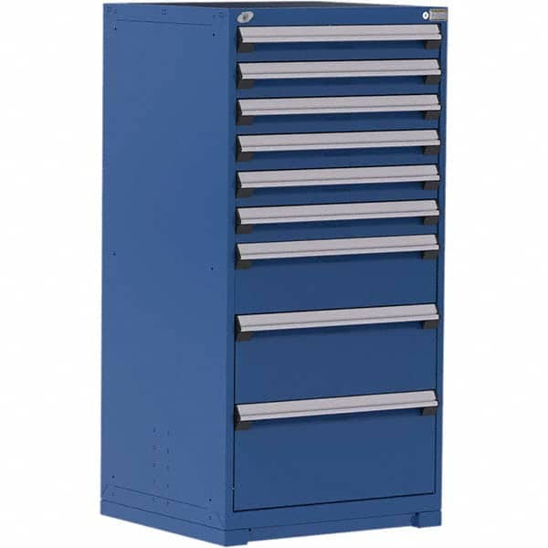 Rousseau Metal - 9 Drawer Avalanche Blue Steel Modular Storage Cabinet - Exact Industrial Supply