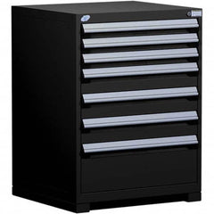 Rousseau Metal - 7 Drawer Black Steel Modular Storage Cabinet - Exact Industrial Supply