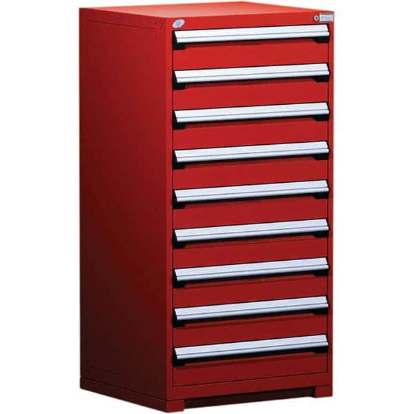 Rousseau Metal - 9 Drawer Flame Red Steel Modular Storage Cabinet - Exact Industrial Supply