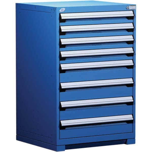Rousseau Metal - 8 Drawer Avalanche Blue Steel Modular Storage Cabinet - Exact Industrial Supply
