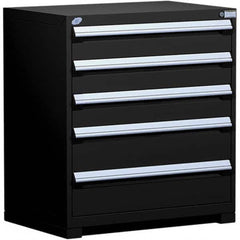 Rousseau Metal - 5 Drawer Black Steel Modular Storage Cabinet - Exact Industrial Supply