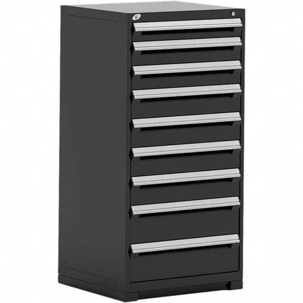Rousseau Metal - 9 Drawer Black Steel Modular Storage Cabinet - Exact Industrial Supply