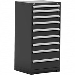 Rousseau Metal - 9 Drawer Black Steel Modular Storage Cabinet - Exact Industrial Supply