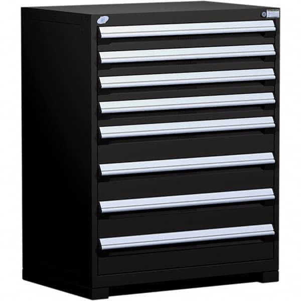 Rousseau Metal - 8 Drawer Black Steel Modular Storage Cabinet - Exact Industrial Supply