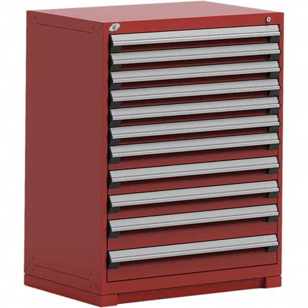 Rousseau Metal - 11 Drawer Flame Red Steel Modular Storage Cabinet - Exact Industrial Supply
