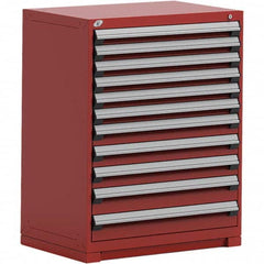 Rousseau Metal - 11 Drawer Flame Red Steel Modular Storage Cabinet - Exact Industrial Supply