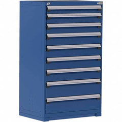 Rousseau Metal - 9 Drawer Avalanche Blue Steel Modular Storage Cabinet - Exact Industrial Supply