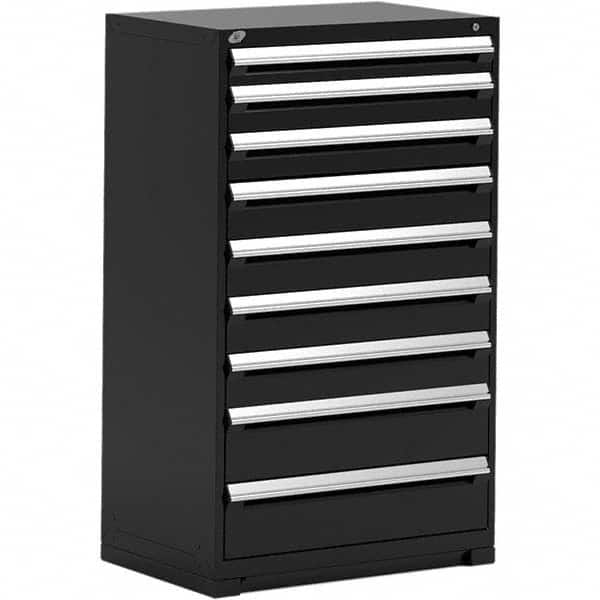 Rousseau Metal - 9 Drawer Black Steel Modular Storage Cabinet - Exact Industrial Supply