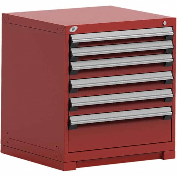 Rousseau Metal - 6 Drawer Flame Red Steel Modular Storage Cabinet - Exact Industrial Supply