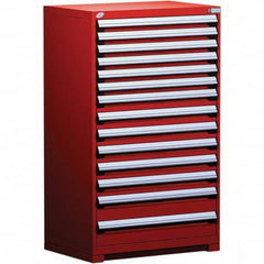 Rousseau Metal - 14 Drawer Flame Red Steel Modular Storage Cabinet - Exact Industrial Supply