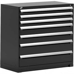 Rousseau Metal - 7 Drawer Black Steel Modular Storage Cabinet - Exact Industrial Supply