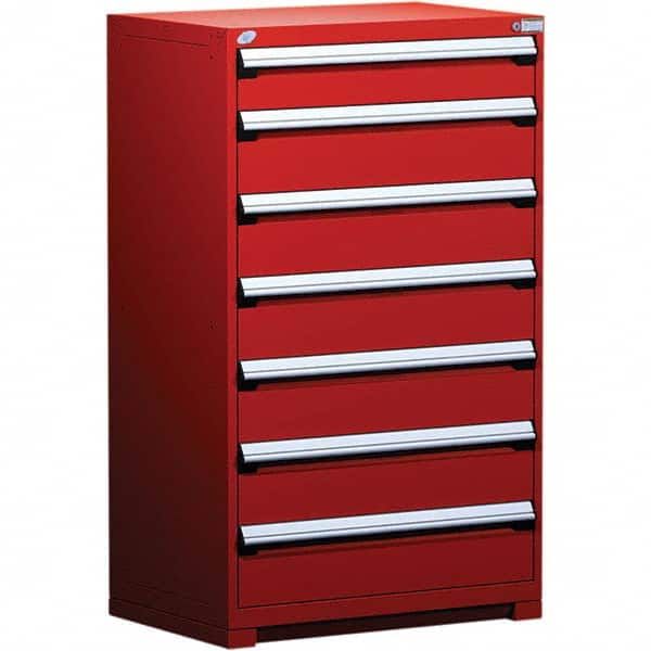 Rousseau Metal - 7 Drawer Flame Red Steel Modular Storage Cabinet - Exact Industrial Supply