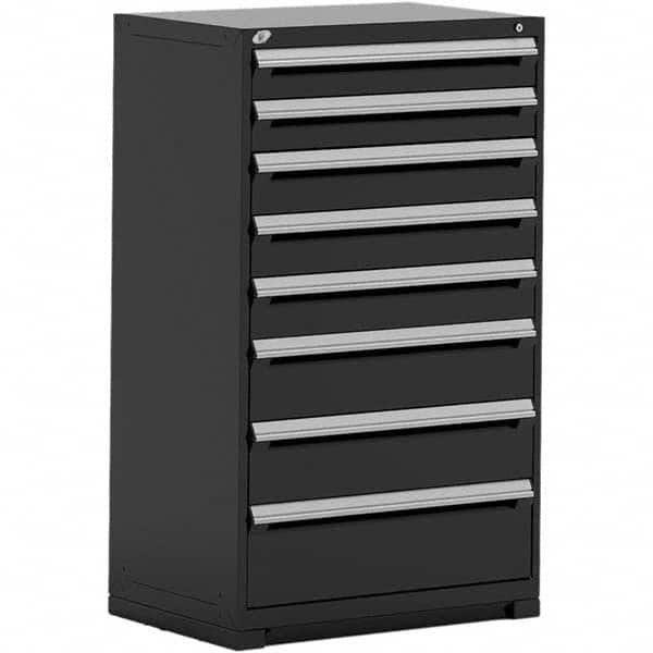 Rousseau Metal - 8 Drawer Black Steel Modular Storage Cabinet - Exact Industrial Supply