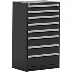 Rousseau Metal - 8 Drawer Black Steel Modular Storage Cabinet - Exact Industrial Supply