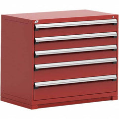 Rousseau Metal - 5 Drawer Flame Red Steel Modular Storage Cabinet - Exact Industrial Supply