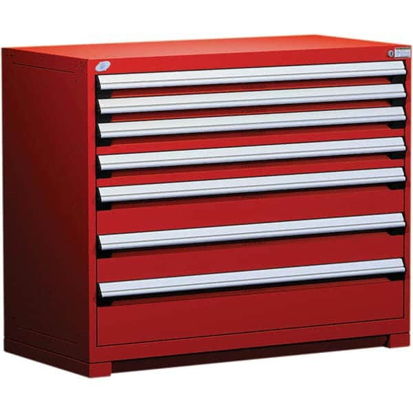 Rousseau Metal - 7 Drawer Flame Red Steel Modular Storage Cabinet - Exact Industrial Supply