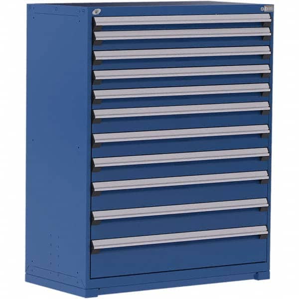 Rousseau Metal - 11 Drawer Avalanche Blue Steel Modular Storage Cabinet - Exact Industrial Supply